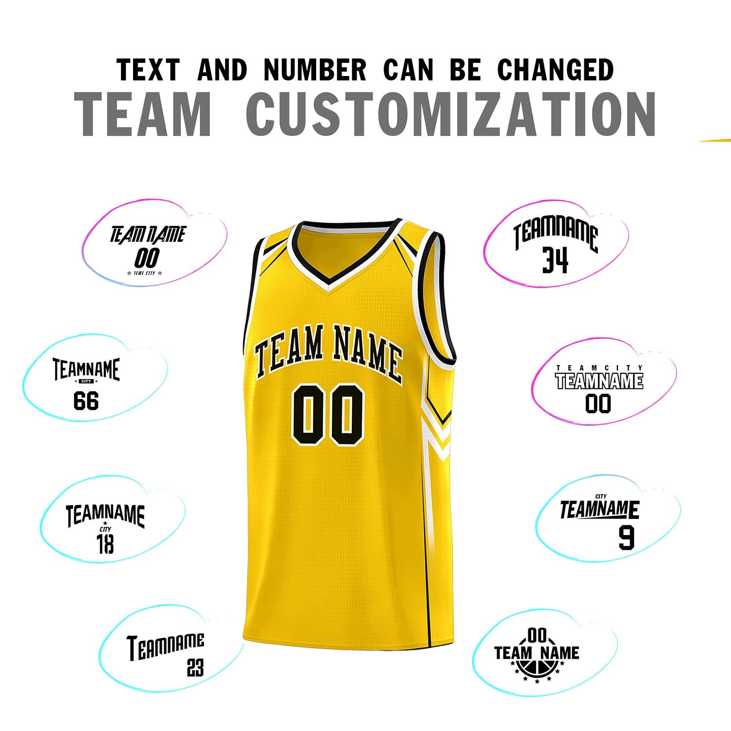 Custom Gold Arrow Graffiti Pattern Sports Uniform Basketball Jersey