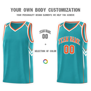 Custom Aqua Arrow Graffiti Pattern Sports Uniform Basketball Jersey