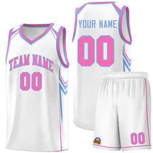 Custom White Arrow Graffiti Pattern Sports Uniform Basketball Jersey