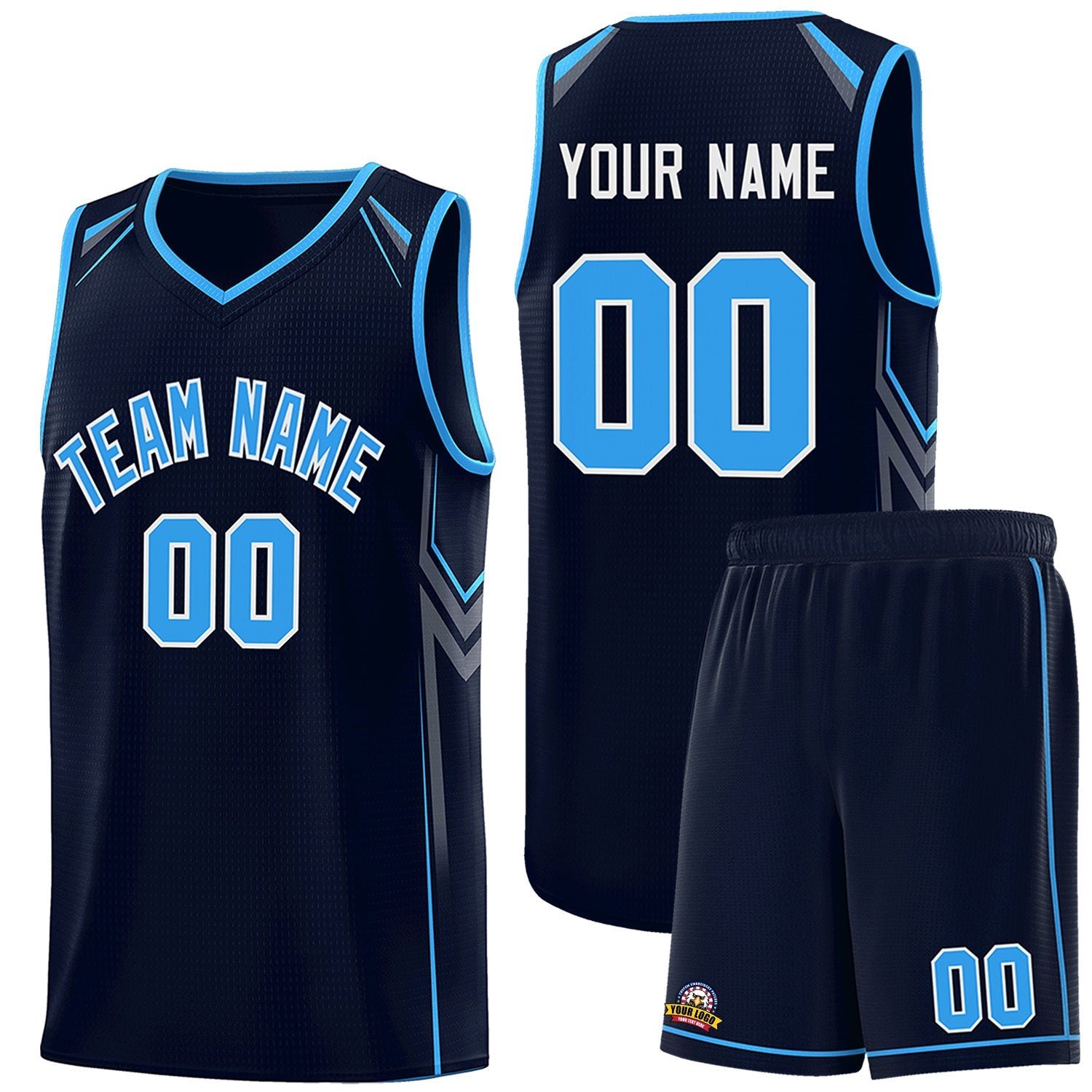 Custom Navy Arrow Graffiti Pattern Sports Uniform Basketball Jersey