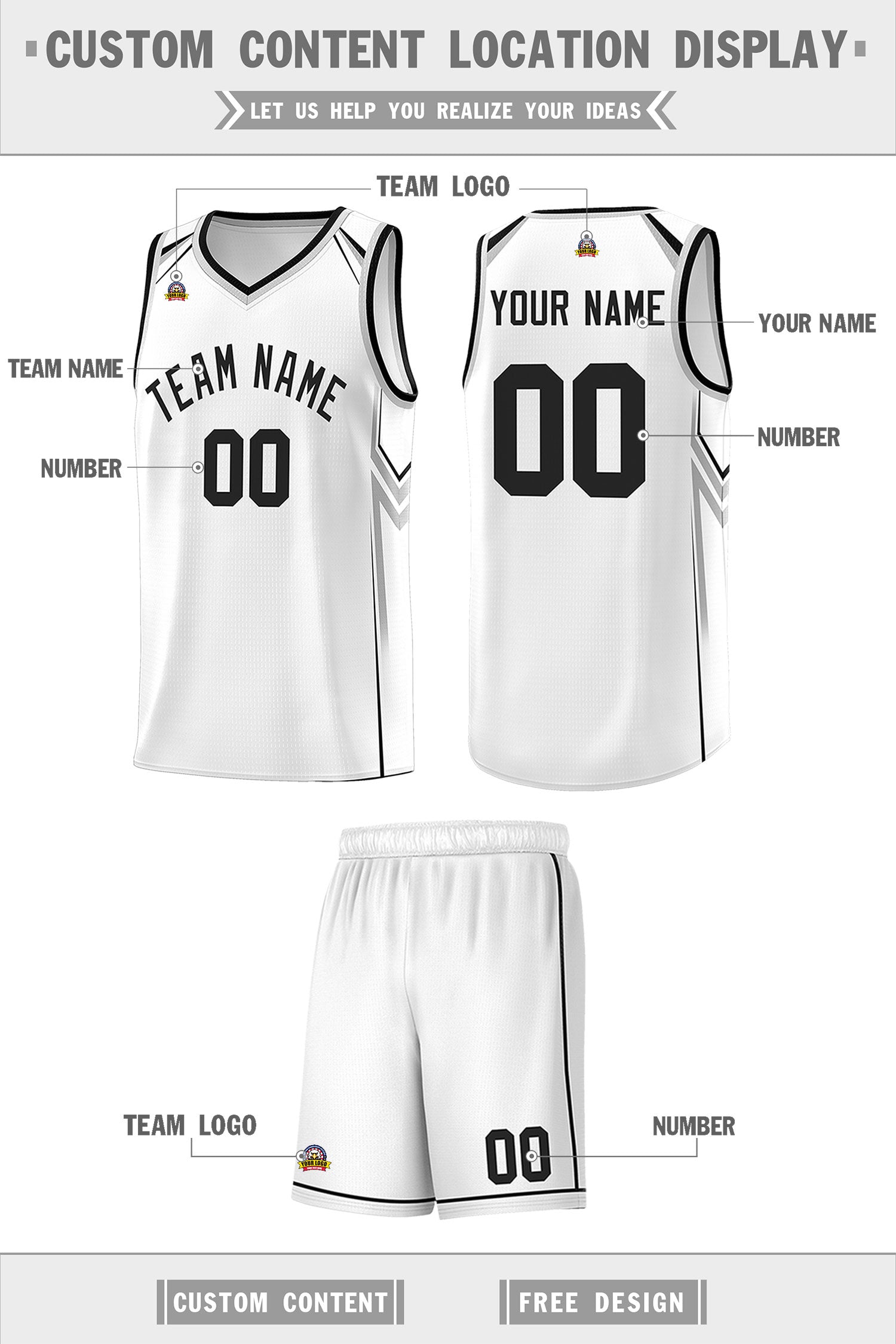 Custom White Arrow Graffiti Pattern Sports Uniform Basketball Jersey