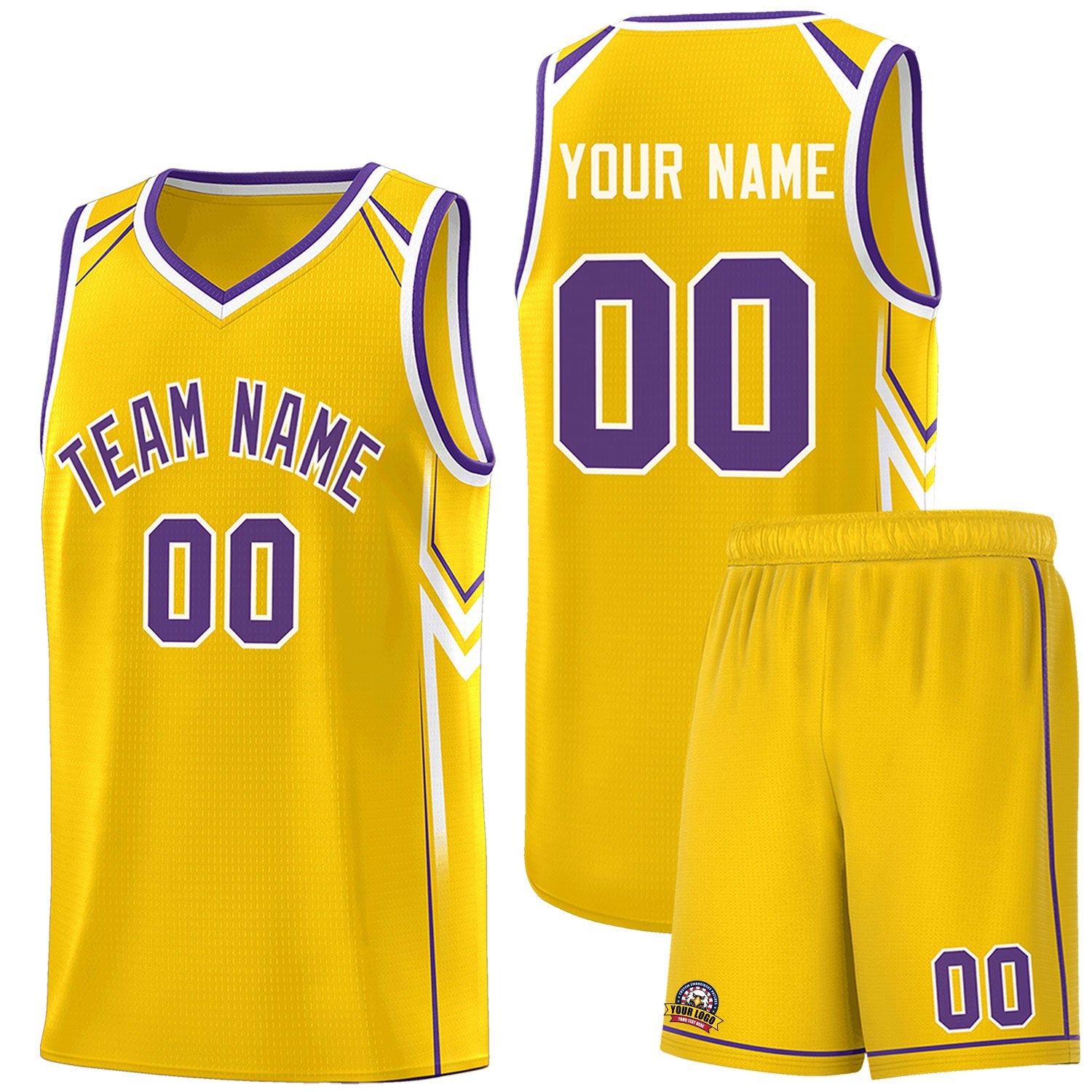 Custom Gold Arrow Graffiti Pattern Sports Uniform Basketball Jersey