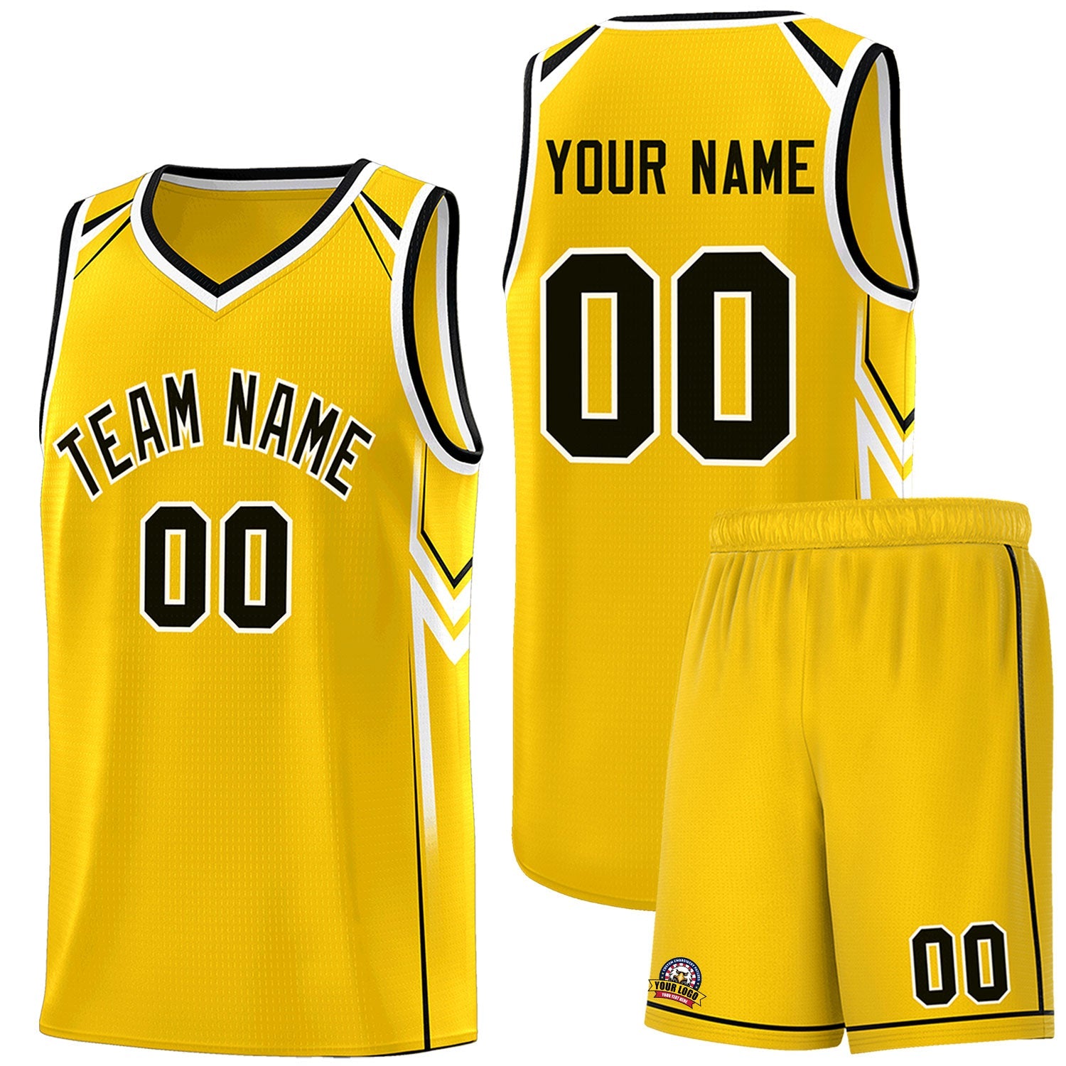 Custom Gold Arrow Graffiti Pattern Sports Uniform Basketball Jersey