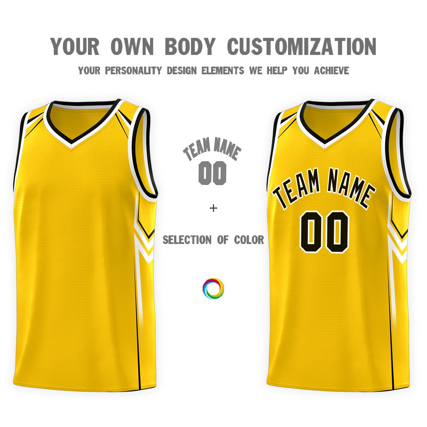 Custom Gold Arrow Graffiti Pattern Sports Uniform Basketball Jersey