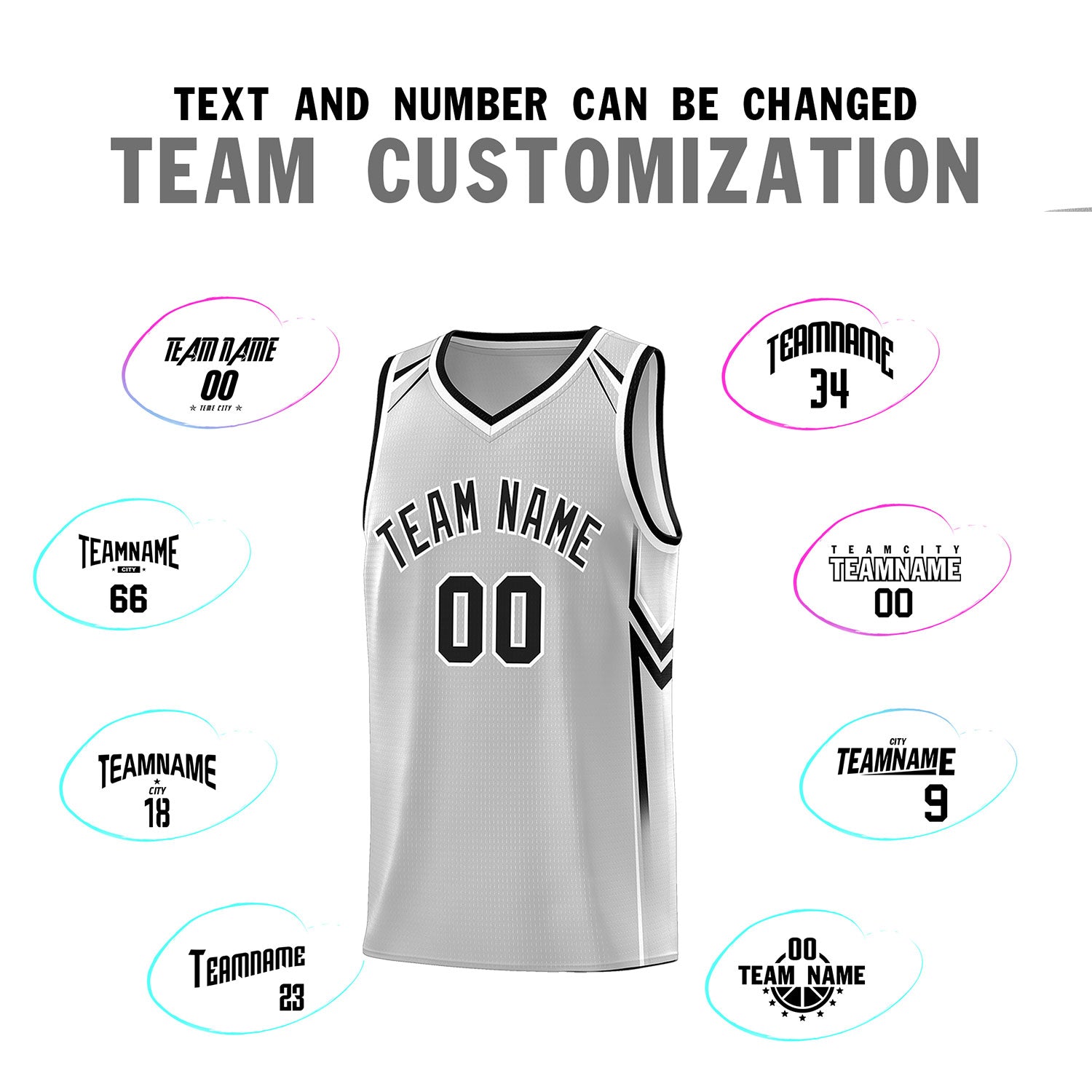 Custom Gray Arrow Graffiti Pattern Sports Uniform Basketball Jersey