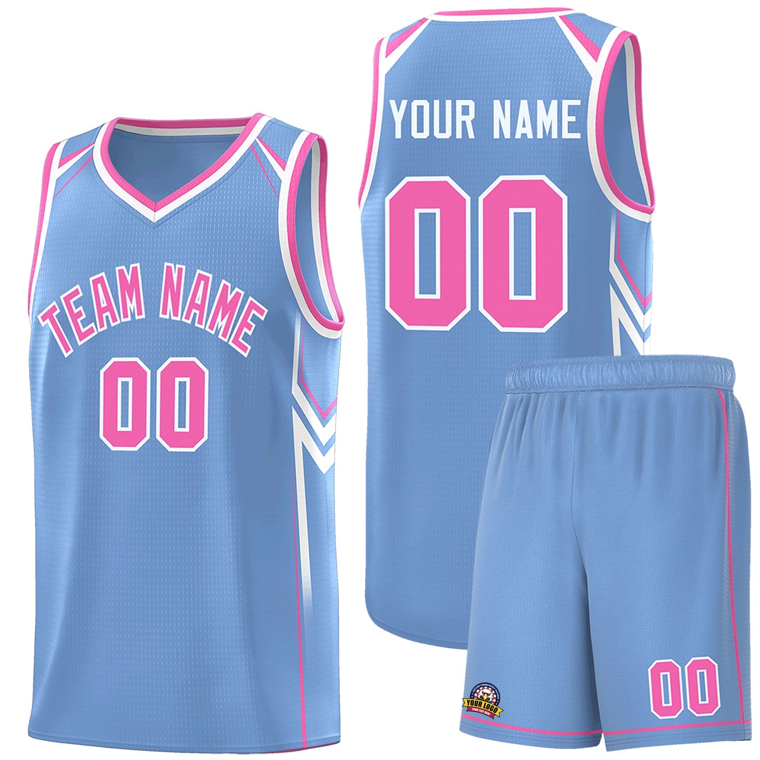 Custom Light Blue Arrow Graffiti Pattern Sports Uniform Basketball Jersey