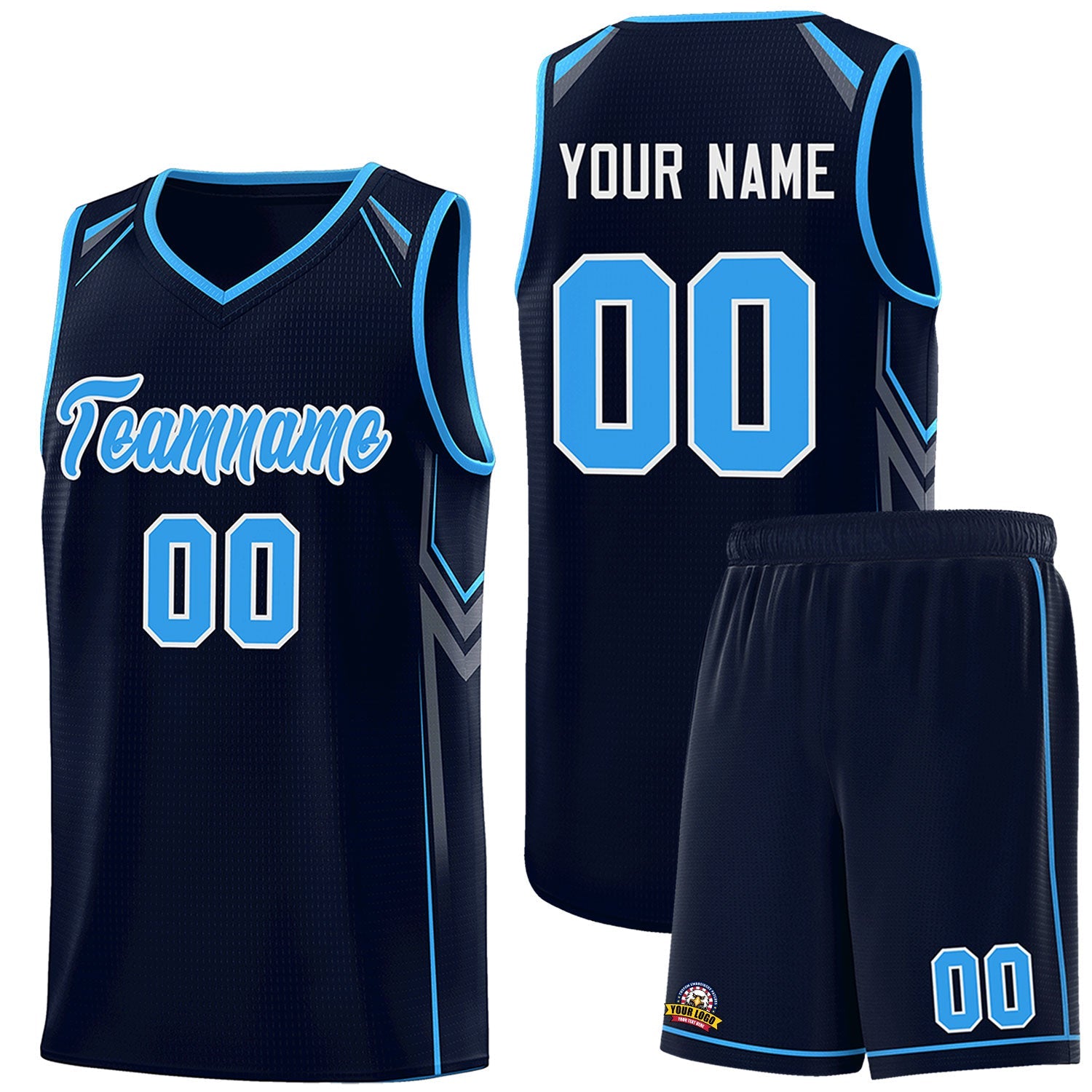 Custom Navy Arrow Graffiti Pattern Sports Uniform Basketball Jersey