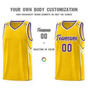 Custom Gold Arrow Graffiti Pattern Sports Uniform Basketball Jersey