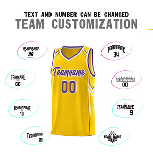 Custom Gold Arrow Graffiti Pattern Sports Uniform Basketball Jersey