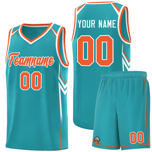 Custom Aqua Arrow Graffiti Pattern Sports Uniform Basketball Jersey