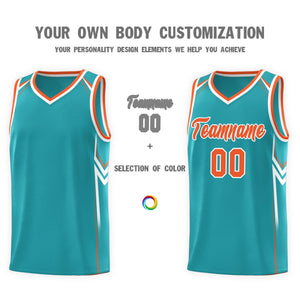 Custom Aqua Arrow Graffiti Pattern Sports Uniform Basketball Jersey