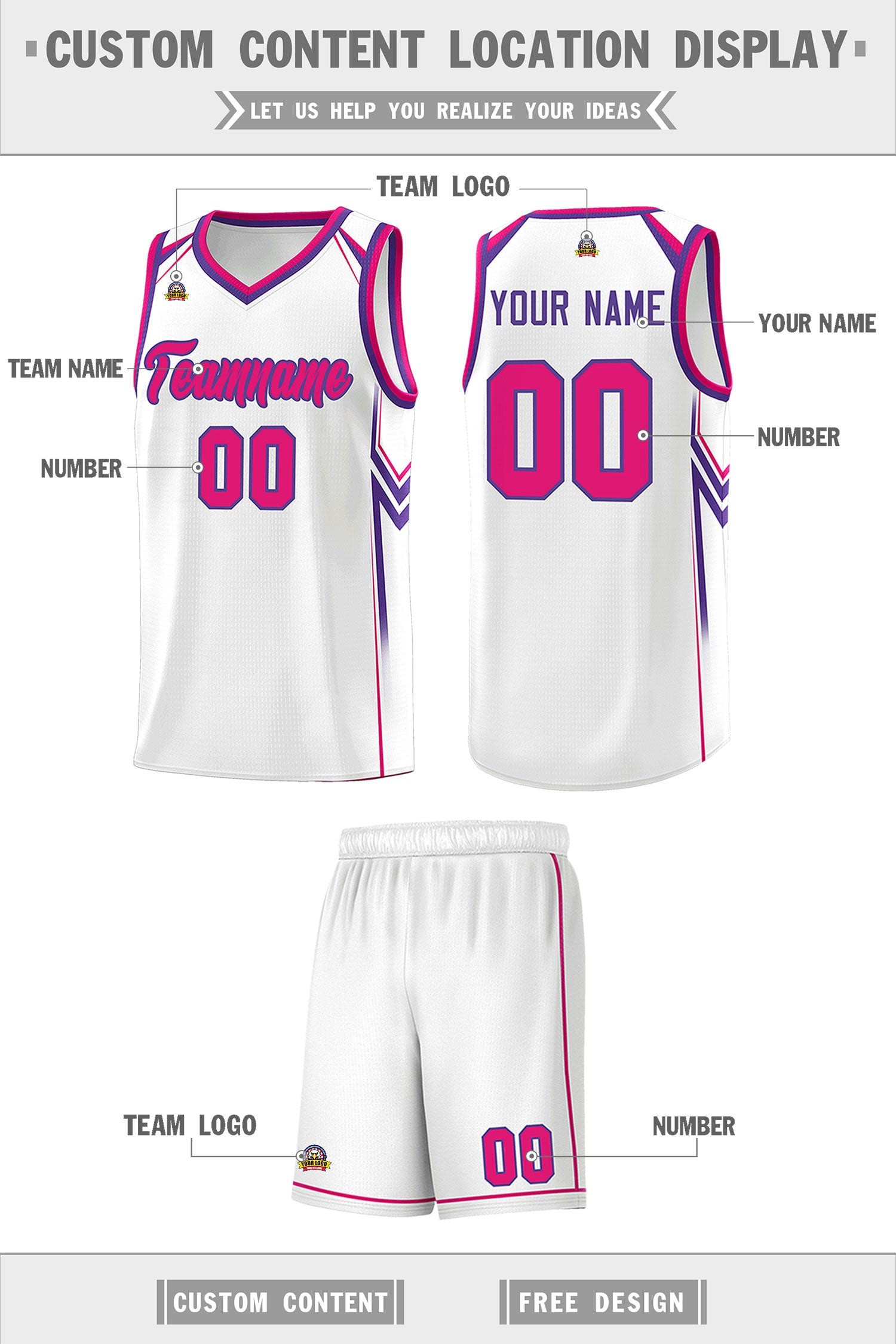 Custom White Arrow Graffiti Pattern Sports Uniform Basketball Jersey