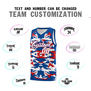 Custom Royal Red-White Personalized Camo Sets Sports Uniform Basketball Jersey