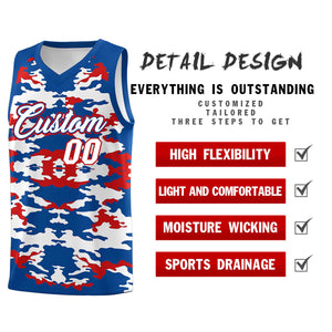 Custom Royal Red-White Personalized Camo Sets Sports Uniform Basketball Jersey