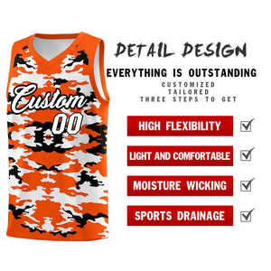 Custom Orange Black-White Personalized Camo Sets Sports Uniform Basketball Jersey