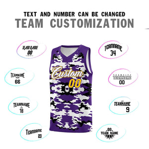 Custom Purple Black-White Personalized Camo Sets Sports Uniform Basketball Jersey