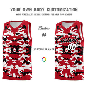 Custom Red Black-White Personalized Camo Sets Sports Uniform Basketball Jersey