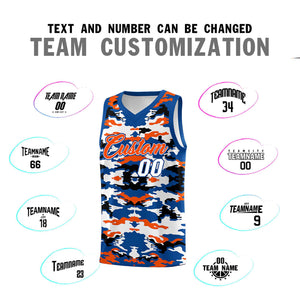 Custom Royal Orange-Black-White Personalized Camo Sets Sports Uniform Basketball Jersey