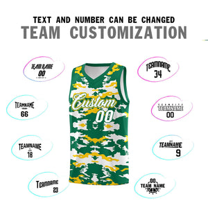 Custom Kelly Green Gold-White Personalized Camo Sets Sports Uniform Basketball Jersey