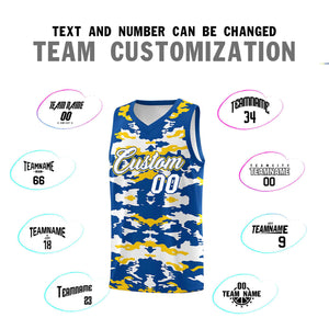 Custom Royal Gold-White Personalized Camo Sets Sports Uniform Basketball Jersey