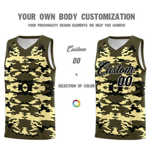 Custom Olive Black-Khaki Personalized Camo Sets Sports Uniform Basketball Jersey