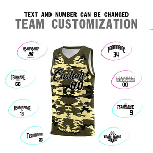 Custom Olive Black-Khaki Personalized Camo Sets Sports Uniform Basketball Jersey