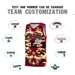 Custom Crimson Khaki-Black Personalized Camo Sets Sports Uniform Basketball Jersey