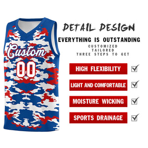 Custom Royal Red-White Personalized Camo Sets Sports Uniform Basketball Jersey