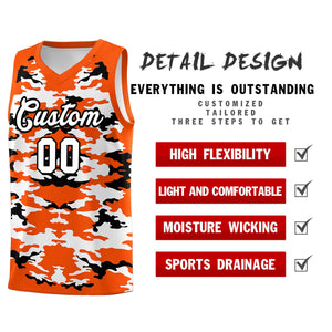 Custom Orange Black-White Personalized Camo Sets Sports Uniform Basketball Jersey