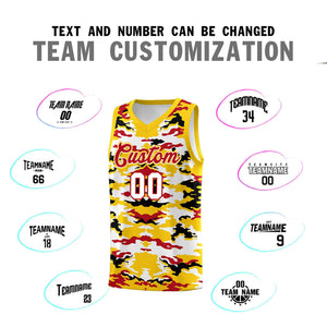 Custom Gold Red-Black-White Personalized Camo Sets Sports Uniform Basketball Jersey