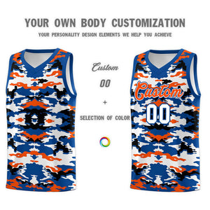 Custom Royal Orange-Black-White Personalized Camo Sets Sports Uniform Basketball Jersey