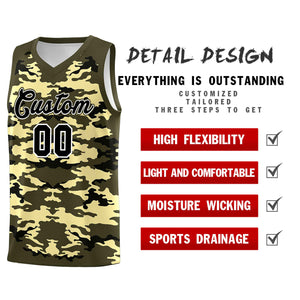 Custom Olive Black-Khaki Personalized Camo Sets Sports Uniform Basketball Jersey