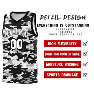 Custom Black Gray-White Personalized Camo Sets Sports Uniform Basketball Jersey