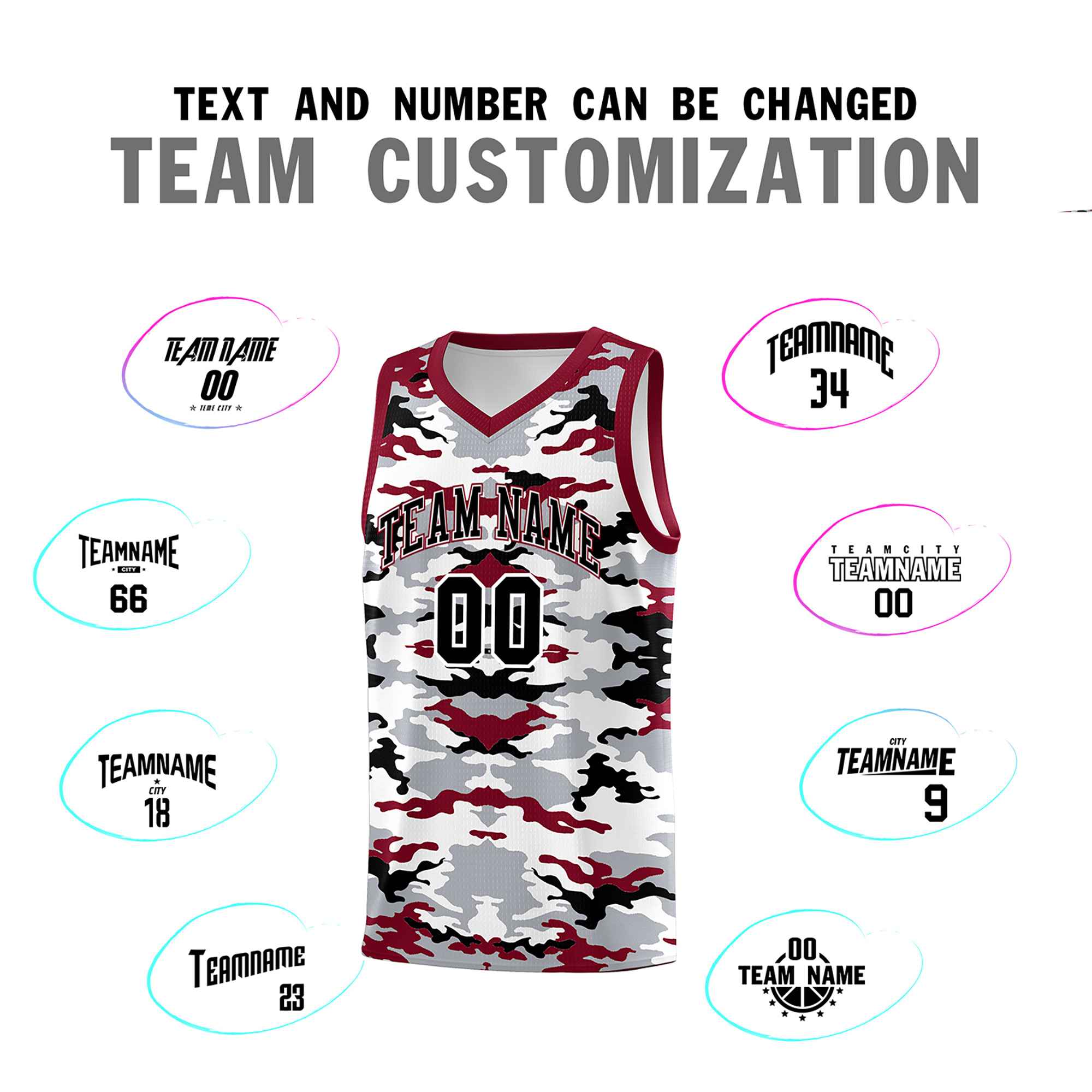 Custom Gray Crimson-Black-White Personalized Camo Sets Sports Uniform Basketball Jersey