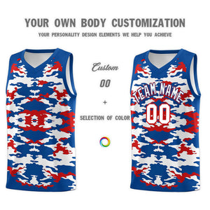 Custom Royal Red-White Personalized Camo Sets Sports Uniform Basketball Jersey