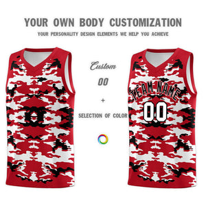 Custom Red Black-White Personalized Camo Sets Sports Uniform Basketball Jersey