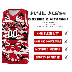 Custom Red Black-White Personalized Camo Sets Sports Uniform Basketball Jersey