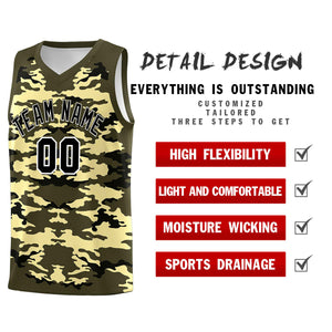 Custom Olive Black-Khaki Personalized Camo Sets Sports Uniform Basketball Jersey