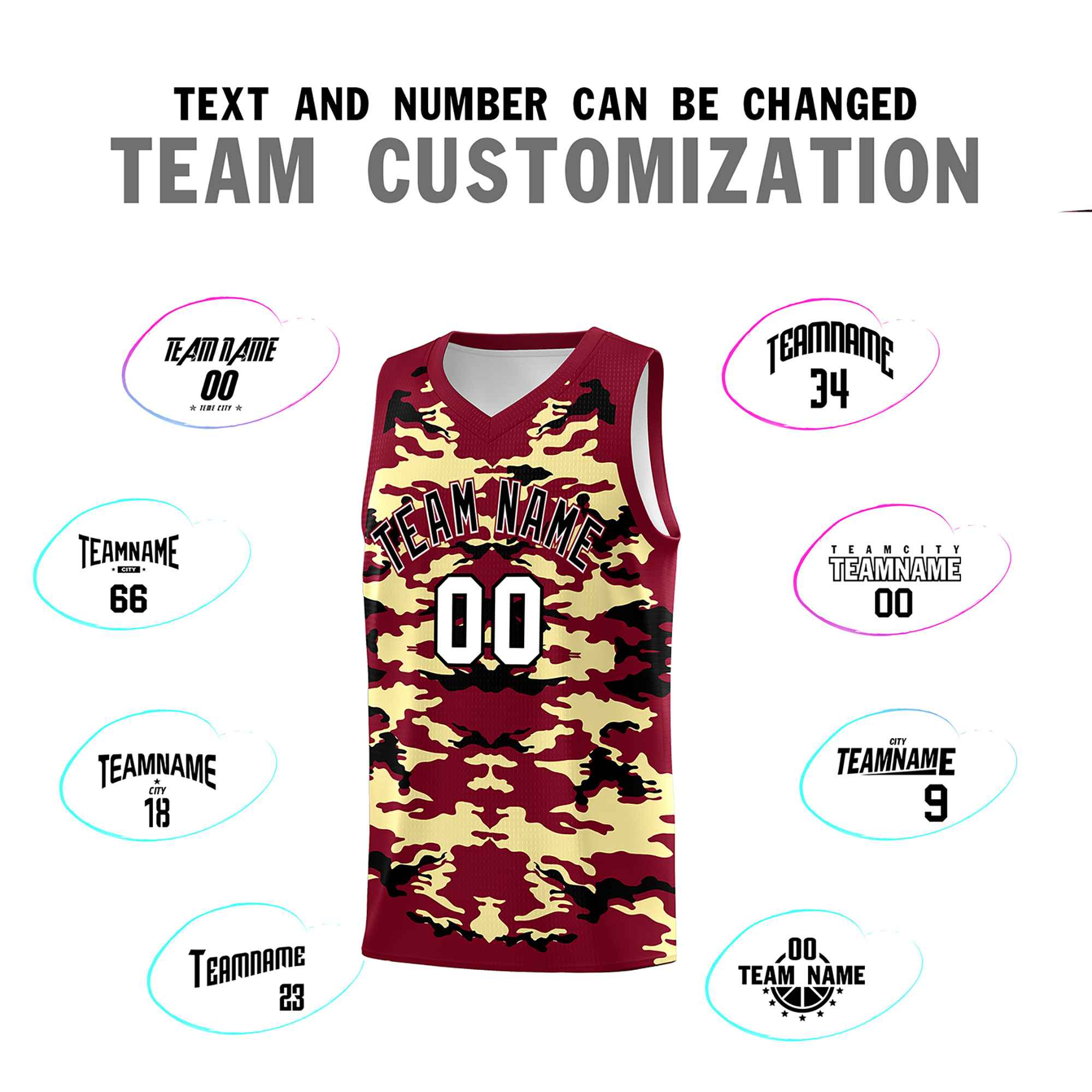 Custom Crimson Khaki-Black Personalized Camo Sets Sports Uniform Basketball Jersey