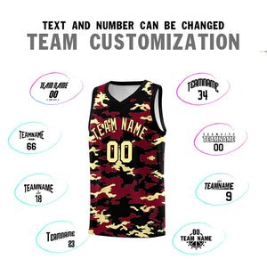 Custom Crimson Black-Khaki Personalized Camo Sets Sports Uniform Basketball Jersey