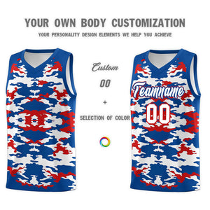 Custom Royal Red-White Personalized Camo Sets Sports Uniform Basketball Jersey