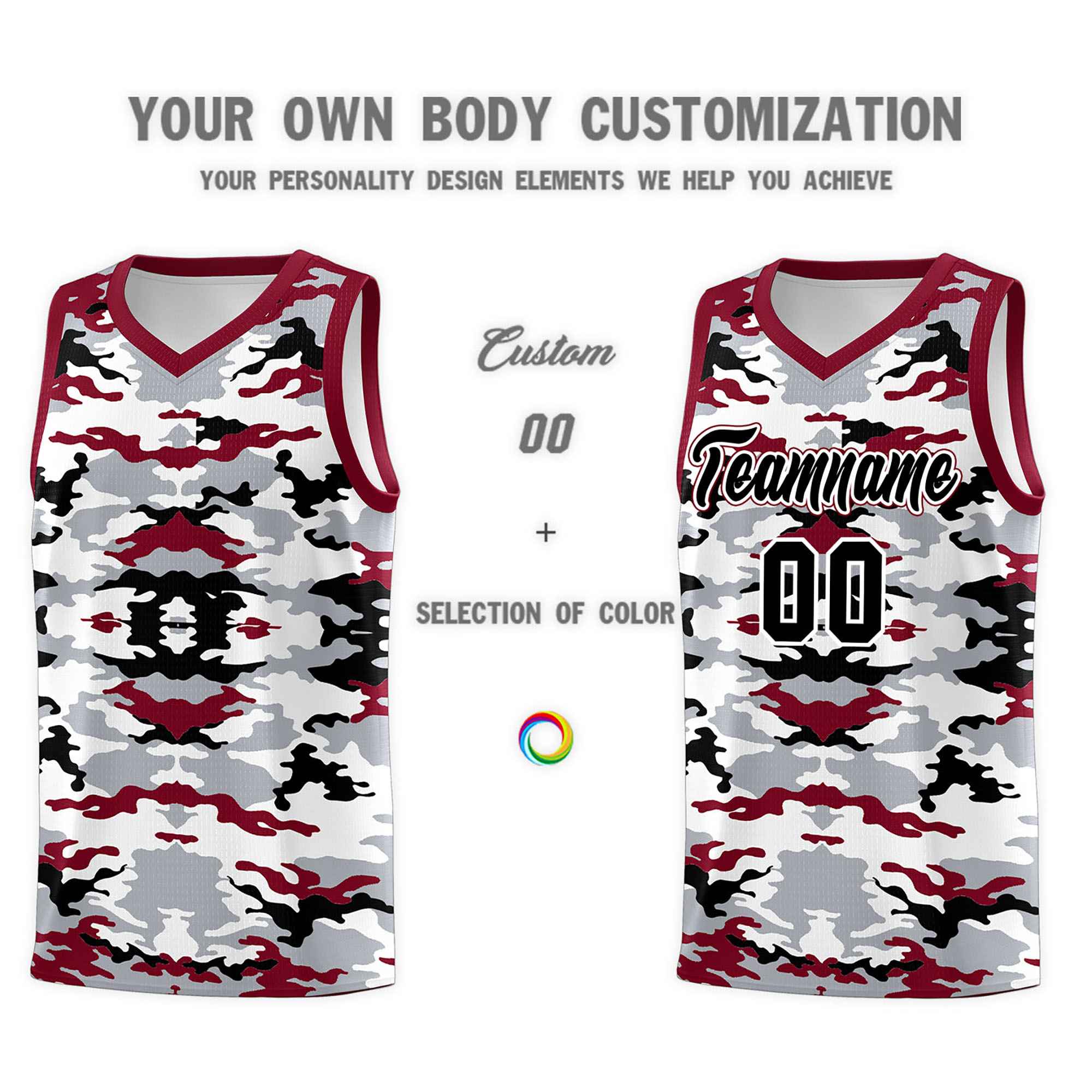 Custom Gray Crimson-Black-White Personalized Camo Sets Sports Uniform Basketball Jersey