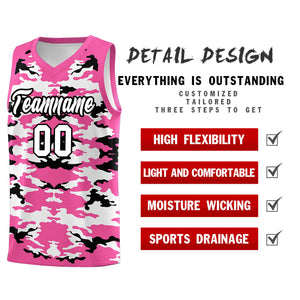 Custom Pink Black-White Personalized Camo Sets Sports Uniform Basketball Jersey