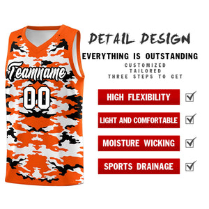 Custom Orange Black-White Personalized Camo Sets Sports Uniform Basketball Jersey