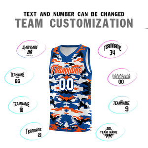 Custom Royal Orange-Black-White Personalized Camo Sets Sports Uniform Basketball Jersey