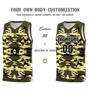 Custom Olive Black-Khaki Personalized Camo Sets Sports Uniform Basketball Jersey