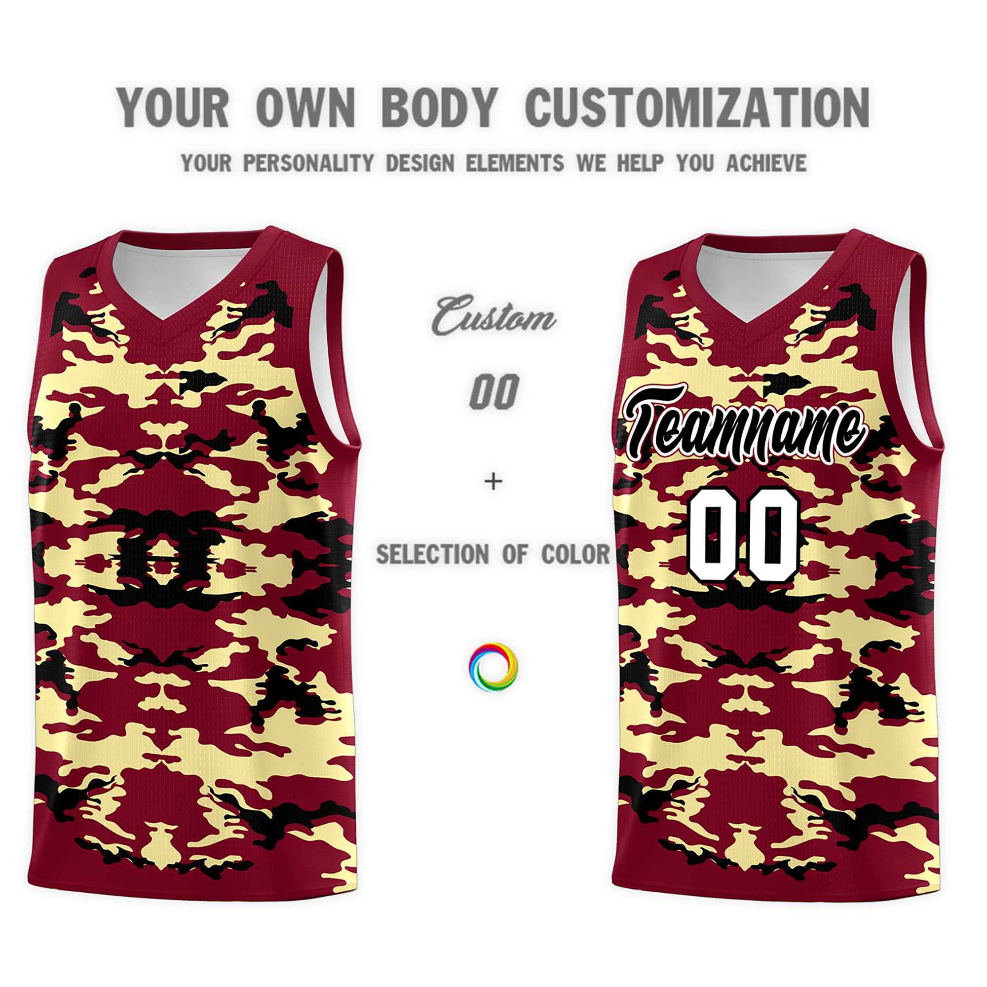 Custom Crimson Khaki-Black Personalized Camo Sets Sports Uniform Basketball Jersey