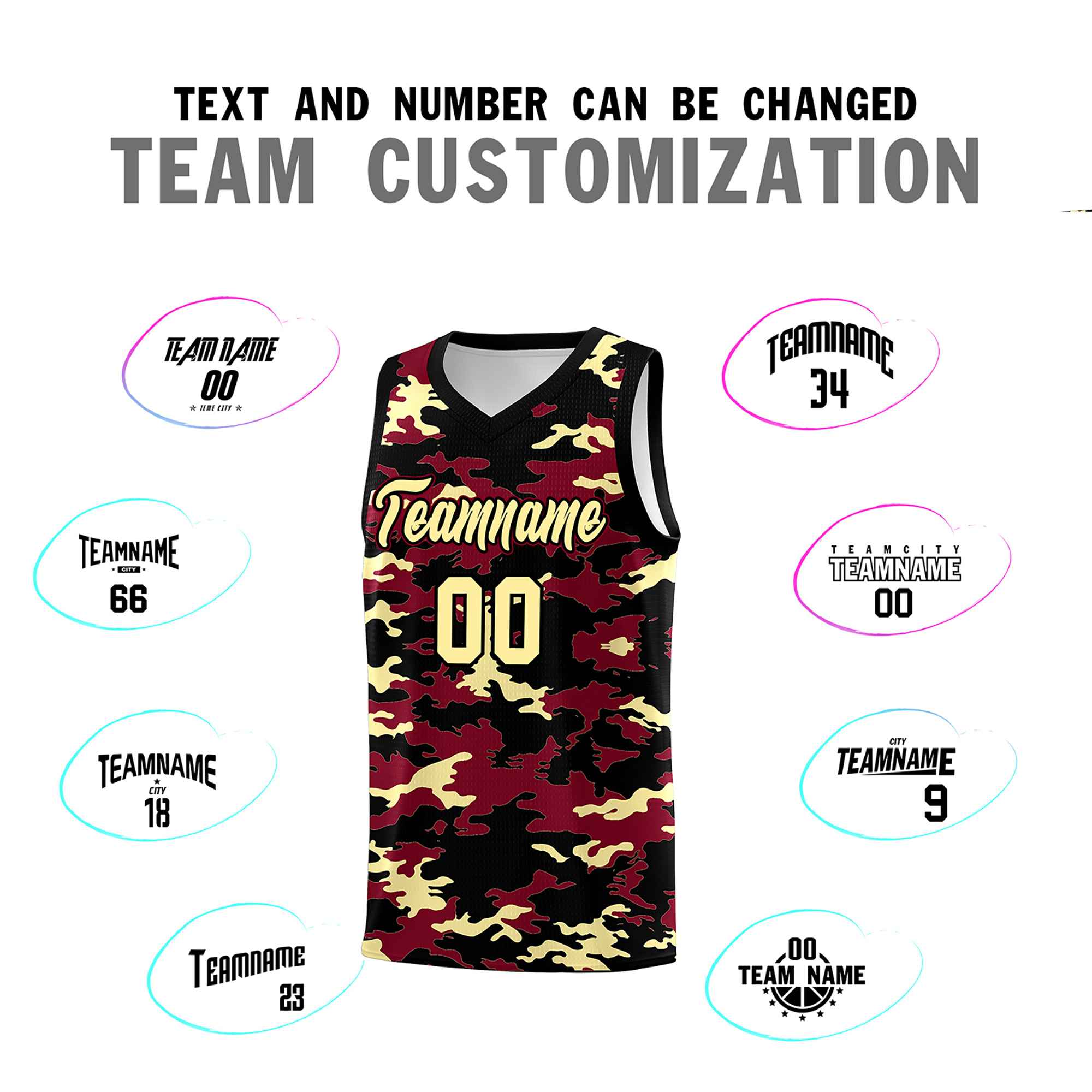 Custom Crimson Black-Khaki Personalized Camo Sets Sports Uniform Basketball Jersey