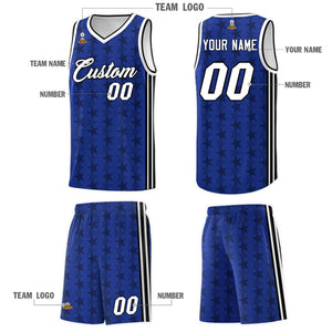 Custom Royal Black Star Graffiti Pattern Sets Sports Uniform Basketball Jersey