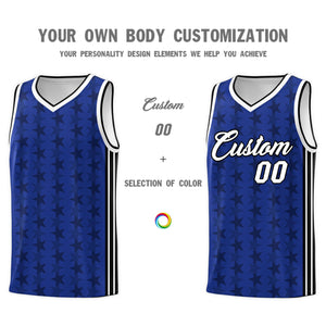 Custom Royal Black Star Graffiti Pattern Sets Sports Uniform Basketball Jersey